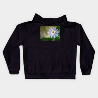 Passion flower close-up in impressionist style - a study in green and purple Kids Hoodie